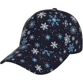 Funny Christmas Snowflake Buffalo Plaid Baseball Cap Cute Xmas Holiday Hats for Men and Women