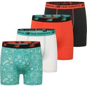 New Balance Boys and Toddler Boxer Briefs, Moisture Wicking Breathable Underwear, Tagless, Assorted (2 Performance/ 2 Mesh)