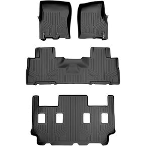 SMARTLINER Floor Mats 3 Row Liner Set Black Compatible with 2011-2017 Expedition EL/Navigator L with 2nd Row Bucket Seats Without Console