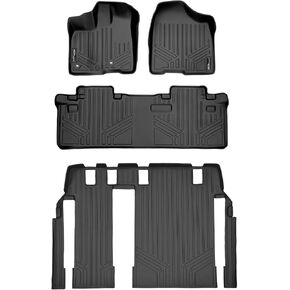 SMARTLINER Custom Fit Floor Mats 3 Row Liner Set Black Compatible with 2013-2020 Toyota Sienna 8 Passenger Model