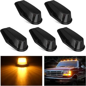 Nilight LED Cab Marker Lights Roof Running Light 5 PCS 16 LED Smoke Lens Amber Cab Clearance Light Compatible with1984-1997 Ford F150 F250 F350 Pickup Trucks 1988-1997 Ford F Super Duty