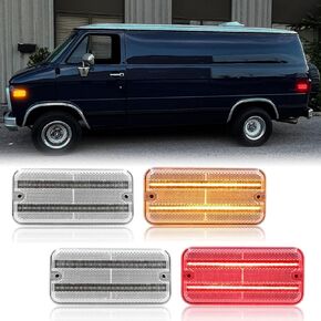 LED Side Marker Lights Replacement for 1985-1995 G10 G20 G1500 G2500 Van, 1985-1996 G3500 G30 P30 Base Van, 4 PCS Side Position Fender Parking Lamp Replace OE GM2550113, GM2860101