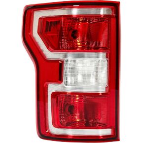 KUAFU Rear Right Tail Light W/Bulbs Compatible with 2018-2020 Ford F-150 Replacement for JL3Z-13404-H Taillight Red Lens Chrome Housing