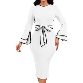 فستان VisiChenup المثير للنساء برقبة دائرية وأكمام طويلة وفساتين حفلات الكوكتيل in Kuwait