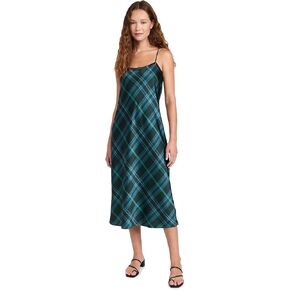 Vince Women's Plaid Lace Trim Slip Dress