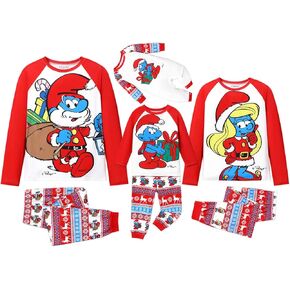 مجموعة بيجامات عائلة السنافر المتطابقة من PATPAT، بيجامات ذات أكمام طويلة من الأعلى والأسفل in Kuwait