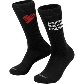 SLEEFS Men's Crew Socks - High Performance, Designed for Athletic/Sport Wear - Momma This One For You - Cushioned Heel, Pro-Quality Polyblend [1 Pair - Black]