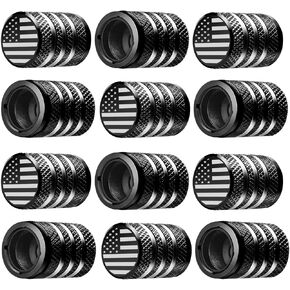 Tire Valve Stem Cap Cover - (12 Pack) Tire Air Caps Metal with Plastic Liner Corrosion Resistant Leak-Proof for Car Truck Motorcycle SUV and Bike Black