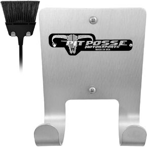 Pit Posse PP3187 Aluminum Broom Holder Hanger for Enclosed Trailer Garage Shop Storage - Made in USA - Wall Mount Utility Rack Caddy Cabinet Organizer Van Auto Workshop RV Whisk/Angle Sweeper (Silver)