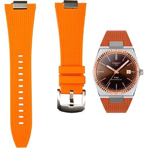 Waffle Tissot PRX FKM Rubber Watch Band for - Compatible with Tissot PRX 80 Automatic 40mm - Quick-Release with Metal Adaptor - 12mm - Watch Bands for Men & Women