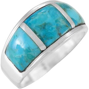Turquoise Ring Sterling Silver 925 for Men or Women Genuine Gemstones Size 6 to 14
