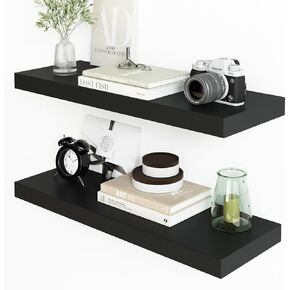 Fixwal 15.8in Floating Shelves for Wall, Black Shelves Wall Mounted Shelf with Invisible Bracket for Bathroom, Living Room, Bedroom, Kitchen, Office Decor (5 Pack)