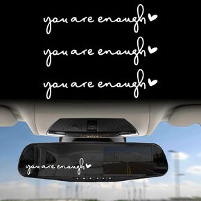 3pcs You are Enough Rearview Mirror Decal, Rearview Mirror Sticker UV Car Accessories,You are Enough Car Decal for Women, Car Window, Self Affirmations Decal, Vanity Mirror Sticker(Red)
