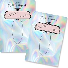 Car Freshie Cardstock Bag Inserts |30 pk| Faux Holographic Background with Rear view Mirror for Holographic Bags 5.5 x 8.5" inches print fits inside 6x9" Bags for Car Freshie Clear Window Supplies