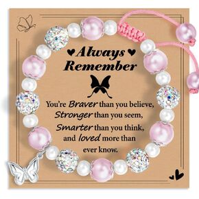 Natural Stone Butterfly Bracelets Gifts for Teen Girls, Trendy Birthday Teen Girl Gift Ideas with Quote Card, Jewelry Gifts for Teenage Teen Girls Birthday Christmas Valentines Day Gifts-49