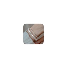 Pearl Bracelets for Women Handmade Pearl Bracelet Dainty 14k Gold Plated Pearls Beaded Chain Bracelets Jewelry Pearl Jewelry Women Gift for Christmas