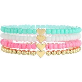 Cross Bracelet Rainbow Beaded Bracelets for Women Charm Bohemian Stackable Clay Beads Heishi Set Colorful Religion Stretch Surfer Friendship Bracelets Summer Beach Boho Jewelry Gift