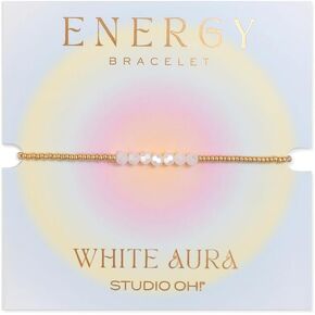 استوديو أوه! سوار Aura Energy - سوار ذهبي أنيق سهل الارتداء، سوار مطرز بسيط للنساء والمراهقين، خيارات ألوان متعددة تمثل مجالات طاقة مميزة in Kuwait