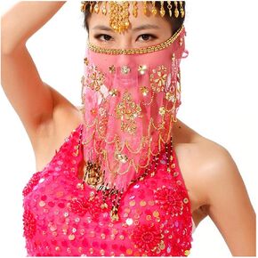 Wuchieal Women's Belly Dance Tribal Face Veil With Halloween Costume Accessory