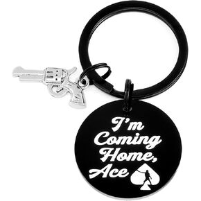 HUTIMY Destiny Keychain, Stainless Steel Keychain Gifts for Men & Women, I'm Coming Home Ace Key Ring Present, Unisex Keychain, Black