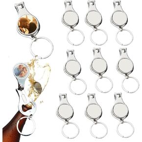 10 Pack Sublimation Fingernail Clipper Keychain with Blanks Metal Toe Nail Clippers Aluminum Charm Personalized Bottle Opener Keychains Blank Nail Cutter Trimmer Key Rings for DIY Photo Crafts