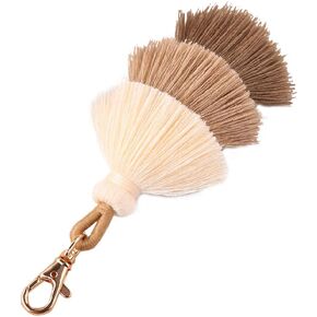 Keychain Handmade Colorful Boho Pom Pom Keychains Tassel Bag Charm Women Fashion Keychain Jewelry for Car for Key Purse Decoratio, Beige