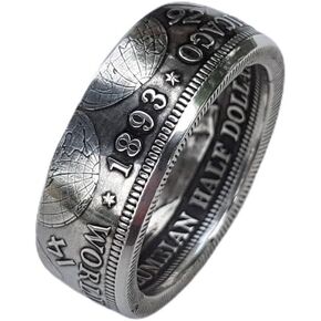Morgan Silver Dollar Coin Men's Ring, Coin Ring for Men, Women Coin Rings, Promise Ring, 1 Dollar Silver Coins Rings Men, Coin Morgan Ring Dollar Engraved 1893 Ring Size 11