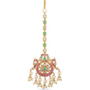 Tarinika Antique Gold Plated Sudha Maang Tikka with Floral Design - Indian Mang Tika for Women | Perfect for Ethnic Occasions | Traditional Indian Jewelry | 1 Year Warranty*