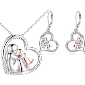 YFN Sterling Silver Dog Earrings Pendant Necklace Dog Lover Gifts for Women
