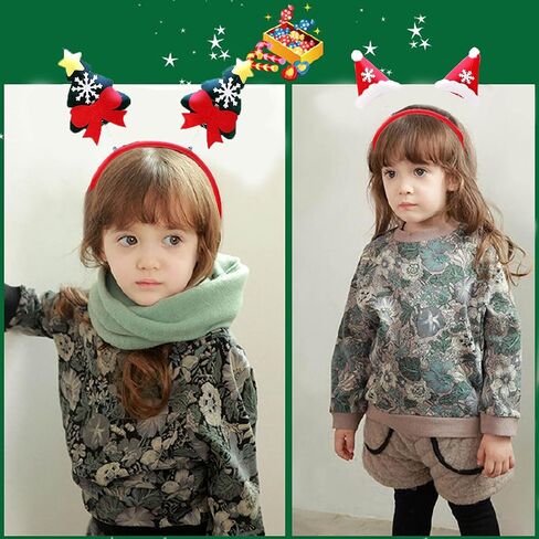 4 PCS Christmas Headbands Various Design Santa Hat Snowman Reindeer Antler Bow Elf Hat Headpieces for Women Adults Kids Gifts Christmas Party Supplies Felt Xmas Head Topper in Kuwait