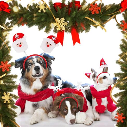 4 PCS Christmas Headbands Various Design Santa Hat Snowman Reindeer Antler Bow Elf Hat Headpieces for Women Adults Kids Gifts Christmas Party Supplies Felt Xmas Head Topper in Kuwait