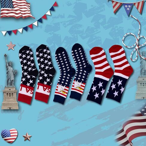 Evankin American Flag Socks Patriotic USA High Socks Funny Novelty Socks for Men 4th of July Patriotic Freedom Day Gifts in Kuwait