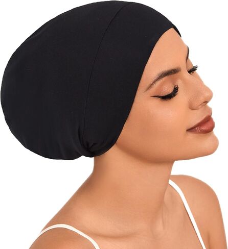 Satin Lined Curly Hair Sleep Cap, Adjustable Slouchy Sleep Hat, Frizzy Hair Locs Cap, Hair Protect Beanie in Saudi Arabia