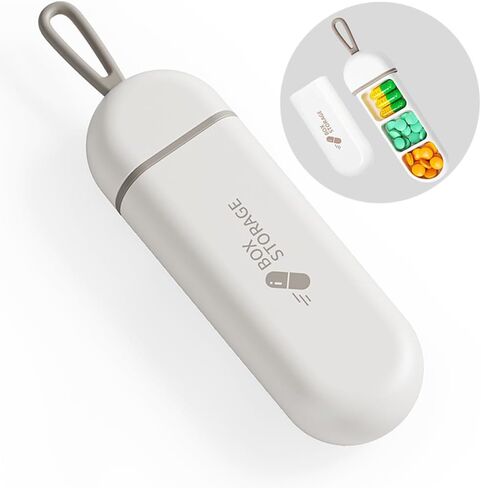 Travel Pill Organizer,Mini Daily Pill Container Portable Pill Case Box to Hold Medicine Vitamin Supplement Fish Oil Box, Small Travel Pill Pocket Storage Box(White) in Saudi Arabia