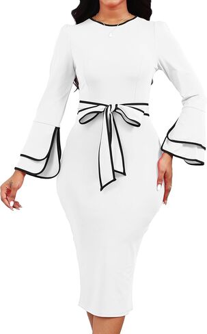 فستان VisiChenup المثير للنساء برقبة دائرية وأكمام طويلة وفساتين حفلات الكوكتيل in Kuwait