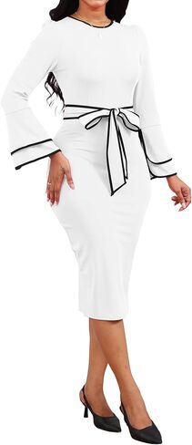 فستان VisiChenup المثير للنساء برقبة دائرية وأكمام طويلة وفساتين حفلات الكوكتيل in Kuwait