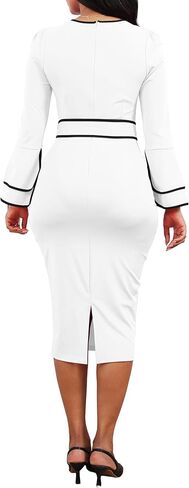 فستان VisiChenup المثير للنساء برقبة دائرية وأكمام طويلة وفساتين حفلات الكوكتيل in Kuwait