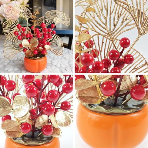 LOONEO Chinese Vietnamese Japanese New Year Artificial Flower Fu Bucket, 2025 Asian Spring Festival Table Centerpiece Ornament Pot for Lunar New Year Home Office Decorations in Saudi Arabia