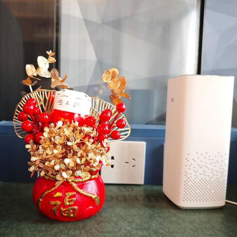 LOONEO Chinese Vietnamese Japanese New Year Artificial Flower Fu Bucket, 2025 Asian Spring Festival Table Centerpiece Ornament Pot for Lunar New Year Home Office Decorations in Saudi Arabia