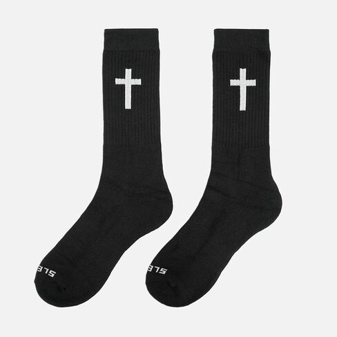 SLEEFS Men's Crew Socks - High Performance, Designed for Athletic/Sport Wear - Momma This One For You - Cushioned Heel, Pro-Quality Polyblend [1 Pair - Black] in Saudi Arabia
