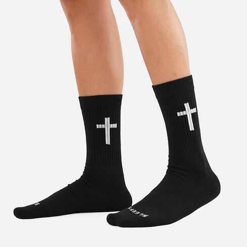 SLEEFS Men's Crew Socks - High Performance, Designed for Athletic/Sport Wear - Momma This One For You - Cushioned Heel, Pro-Quality Polyblend [1 Pair - Black] in Saudi Arabia