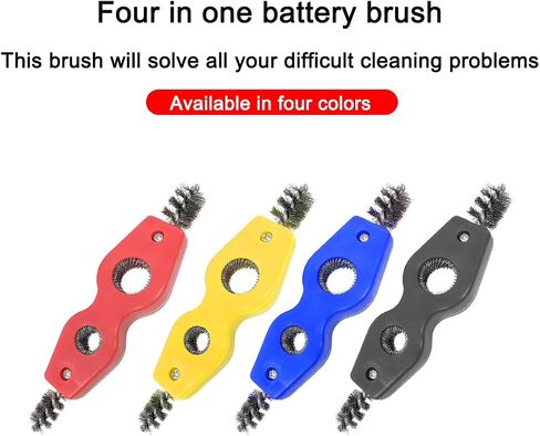 BELOMI 2PCS Car Battery Terminal Cleaning Brush, 4 in 1 Rustproof Battery Cleaner Tool with Steel Wire, Auto Universal Interior and Exterior Battery Terminals Machine Parts（Black） in Saudi Arabia