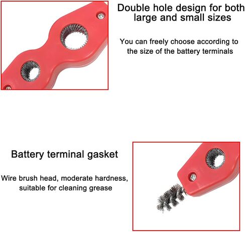 BELOMI 2PCS Car Battery Terminal Cleaning Brush, 4 in 1 Rustproof Battery Cleaner Tool with Steel Wire, Auto Universal Interior and Exterior Battery Terminals Machine Parts（Black） in Saudi Arabia