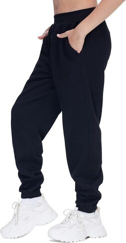 THE GYM PEOPLE Girl's Fleece Tapered Workout Sweatpants Warm Soft Athletic Joggers Pants with Pockets in Kuwait