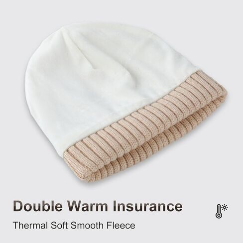 Winter Hats for Women Men, Fleece Lined Cuffed Beanie Winter Knit Wool Beanies Warm Chunky Hat in Kuwait