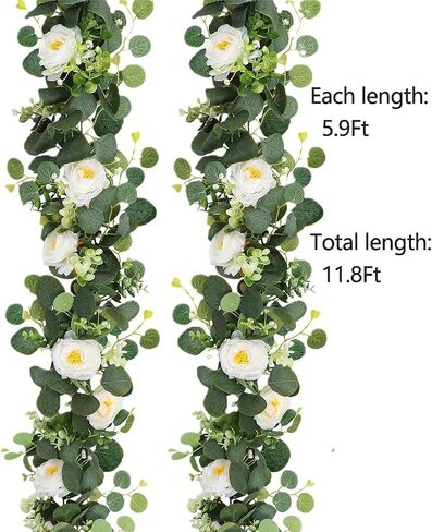 ACIOPPL 2PCS 11.8Ft نبات إكليل الأوكالبتوس الصناعي، فاينز معلقة وهمية إكليل أخضر اصطناعي أوراق الأوكالبتوس كرمة فو كرمة لحفلات الزفاف وطاولة قوس إكليل عيد الميلاد وعيد الشكر in Saudi Arabia