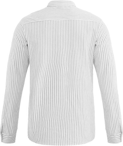 elselect Men's Button-Down Striped Shirts Casual Long Sleeve Cotton Linen Shirts for Men Collared Fashion Business Shirt in Saudi Arabia