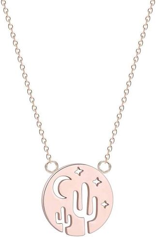 NOUMANDA Fashion Cactus Moon Stars Necklace Tropical Desert Night Sky Round Pendant Jewelry in Kuwait