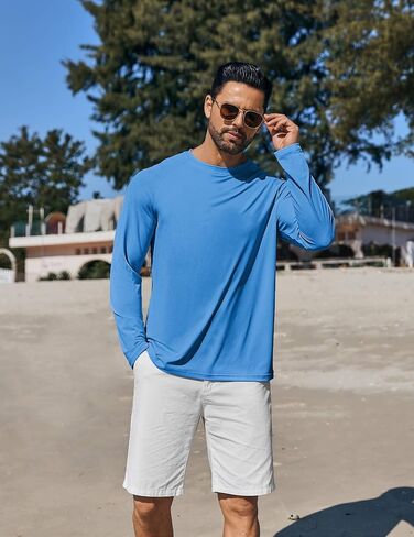 COOFANDY Men's Sun Protection Shirts Long Sleeve Rash Guard Swim T-Shirts Lightweight Quick Dry Fishing Shirts in Saudi Arabia
