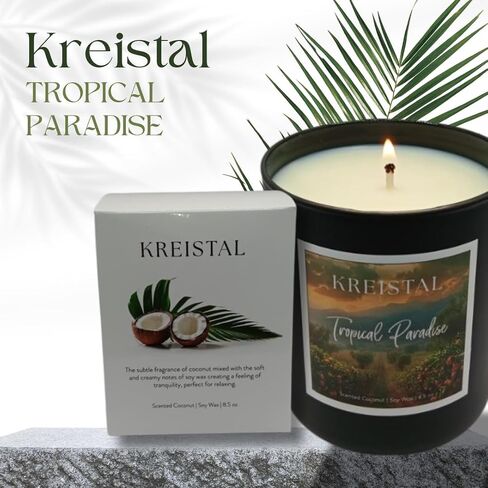 شموع معطرة فاخرة، شموع عطرية مع عطور زيتية أساسية، هدية مثالية لديكور المنزل، والاسترخاء، وتخفيف التوتر | صديقة للبيئة وطويلة الأمد (الجنة الاستوائية) in Saudi Arabia